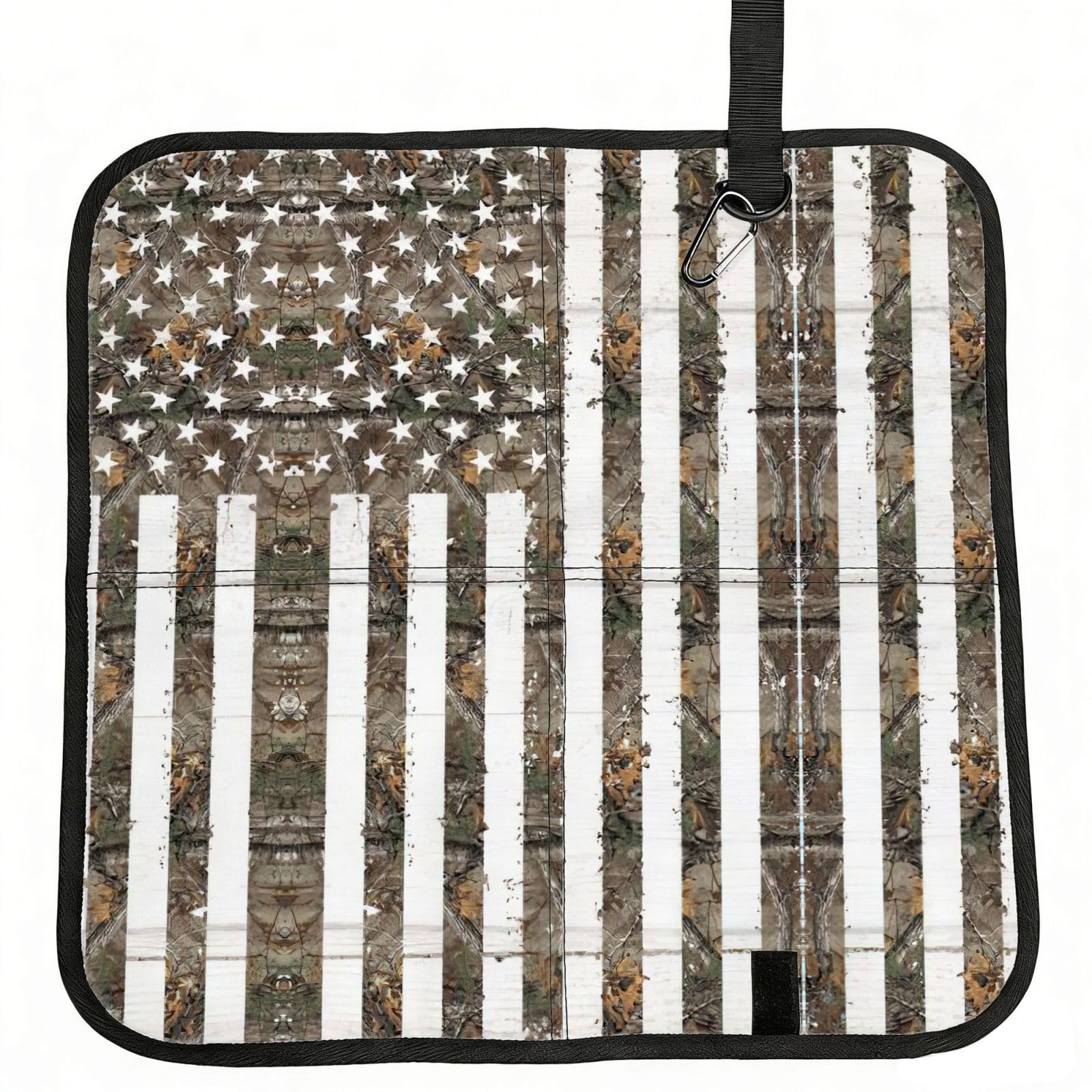 SDEGTHO Interstellar American flag Camouflage Printed Foldable Seat Pad with Closure, Lightweight Cushion for Airplane Travel Camping