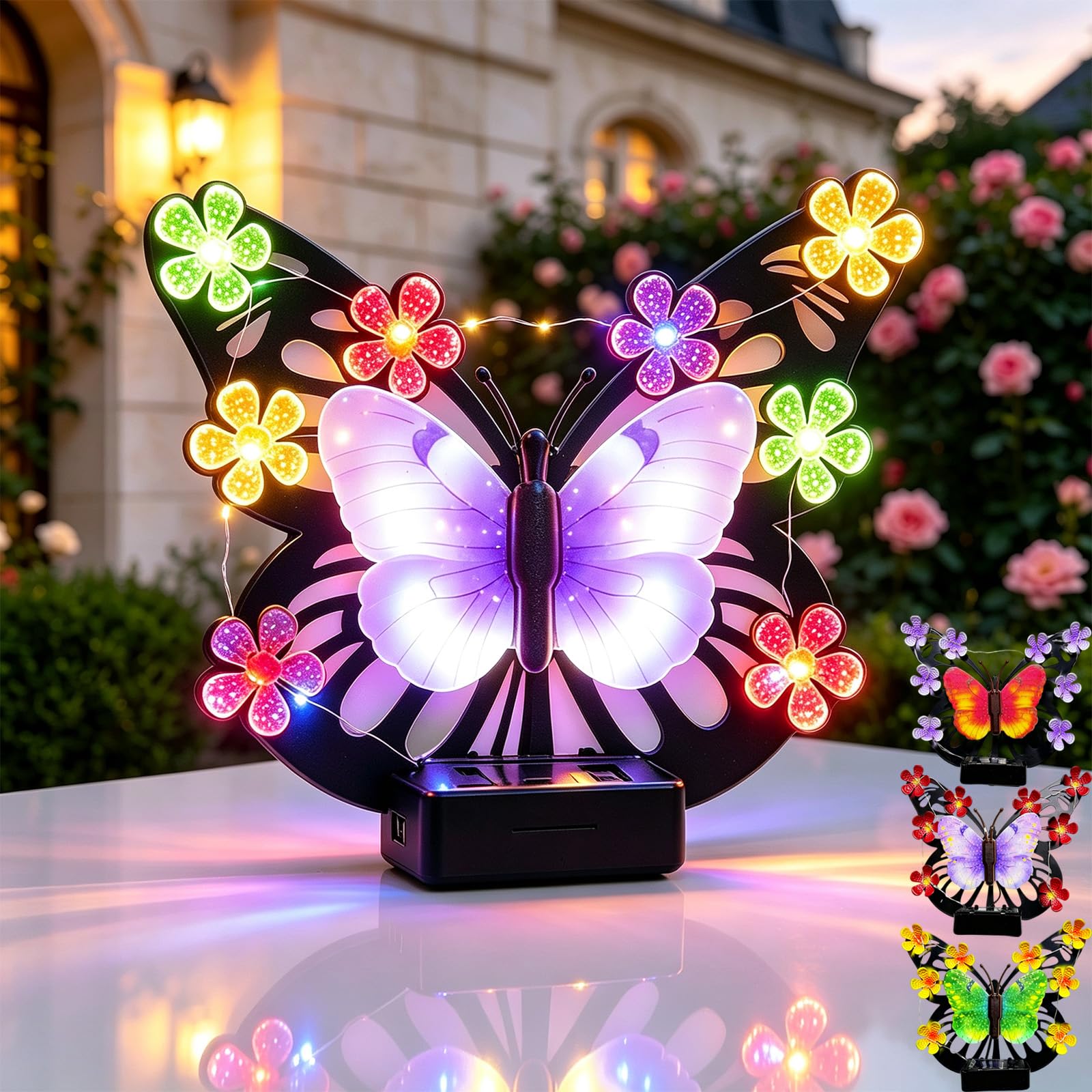 LMYDJW Green Butterfly Solar Lights Outdoor Wall Decor，Purple：1