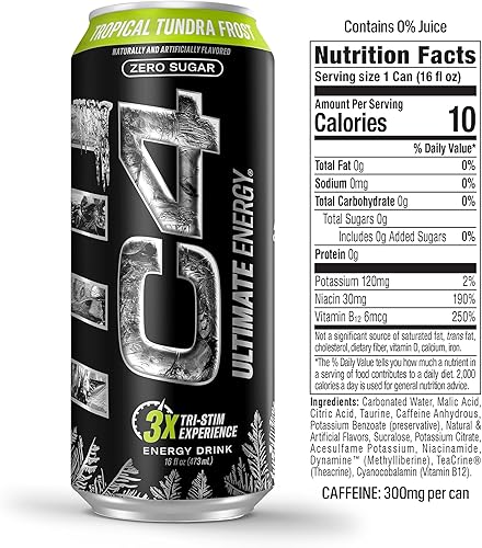 Vista 27 de C4 Ultimate - Bebida energética sin azúcar, 16 onzas (paquete de 12) Fruit Punch Bebida de rendimiento preentrenamiento sin colores ni tintes