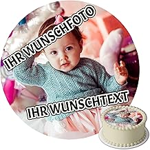 J&M DECO Personalised Cake Topper - Edible Cake Picture with Photo & Text - Diameter 20 cm Sugar Paper Cake Topper - Individual Cake Decoration for Birthday, Theme Party, Children's Party