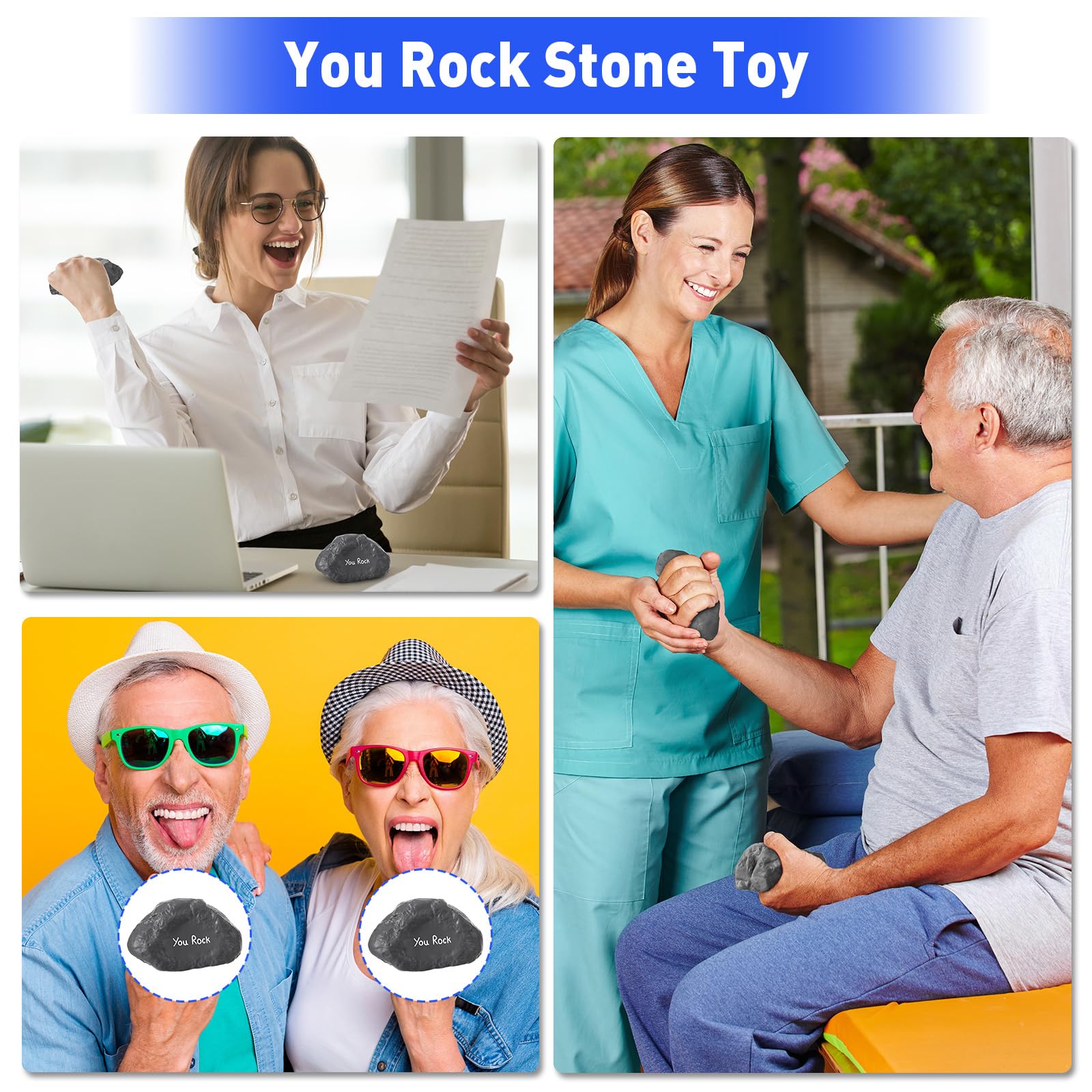 Gemscream Funny Inspirational Stress Balls for Adults Motivational Stress Reliever Squeezable Mini Foam Balls Appreciation Gifts for Employee Coworker Staff Teacher Nurse(20 Pcs,Stone)