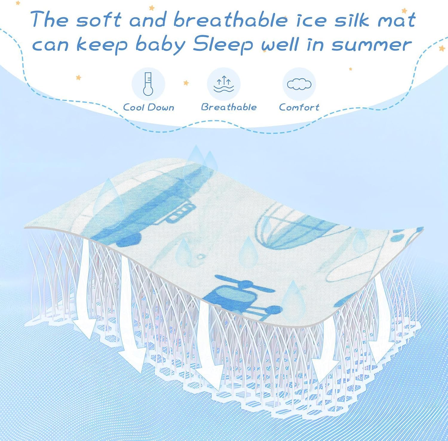 Lovely Blue Plane Cooling Baby Mattress Protector pad 28" x 52" Washable Crib Bumper Pads for Baby&Toddler
