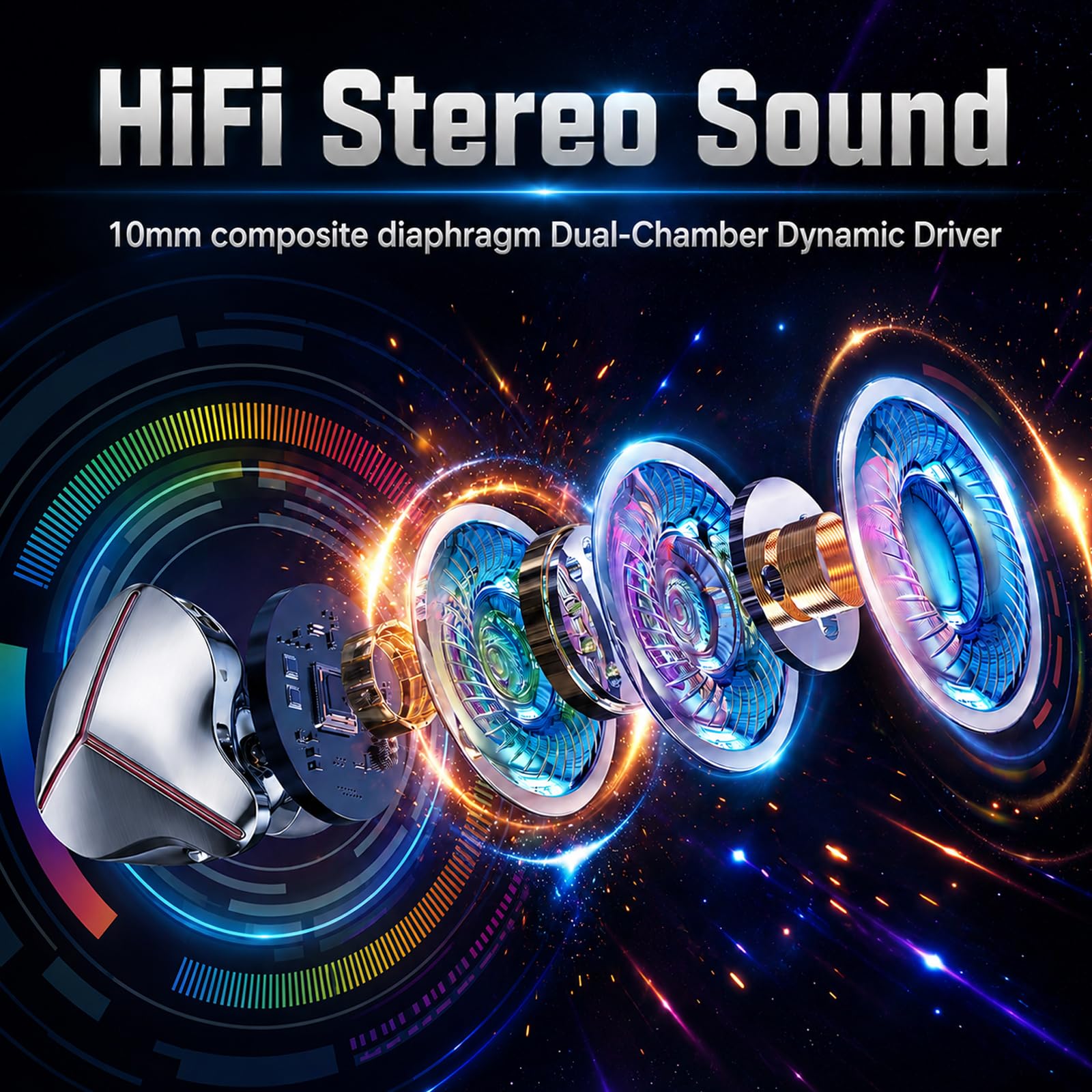 Cuffie in-ear monitor con microfono, auricolari da gioco cablati con cavo staccabile placcato argento a 2 pin, HiFi Hybrid IEM, per giocatore/cantante/musicisti, audiofili/batteristi
