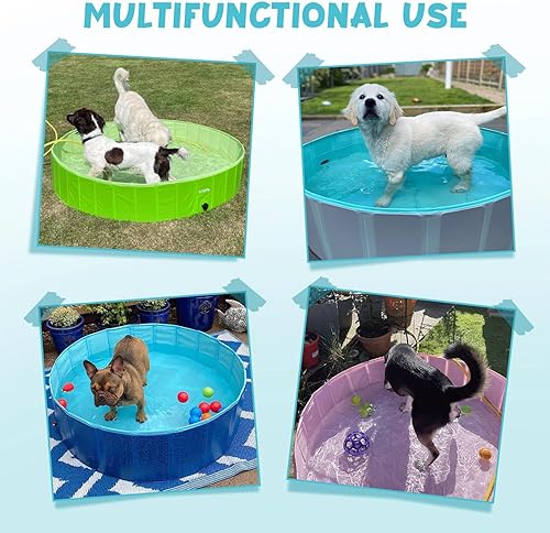 Miniatura 39 de Furrybaby Piscina para perros, piscina para niños con placa dura, plegable para mascotas, piscina plegable para mascotas, portátil, verde, 32