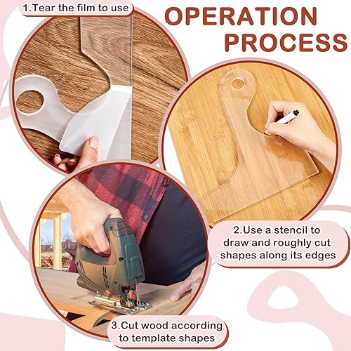 Miniatura 10 de Frienda 6 Pcs Charcuterie Board Template Acrylic Router Template Cutting Board Template for Woodworking Thick Handle Template with 3 Pens Angled