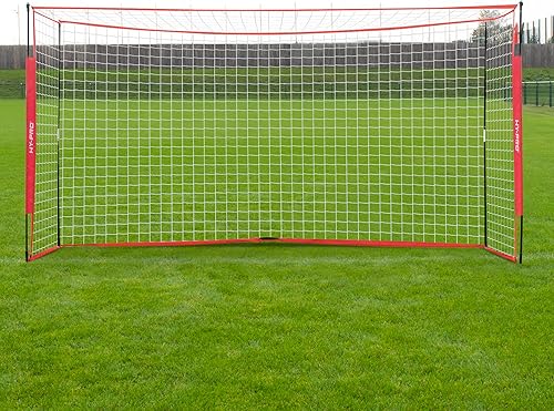 Hy-Pro Portería de fútbol de caja de 12 x 6 pies, 2024, plegable, portátil, bolsa de transporte y clavijas seguras..