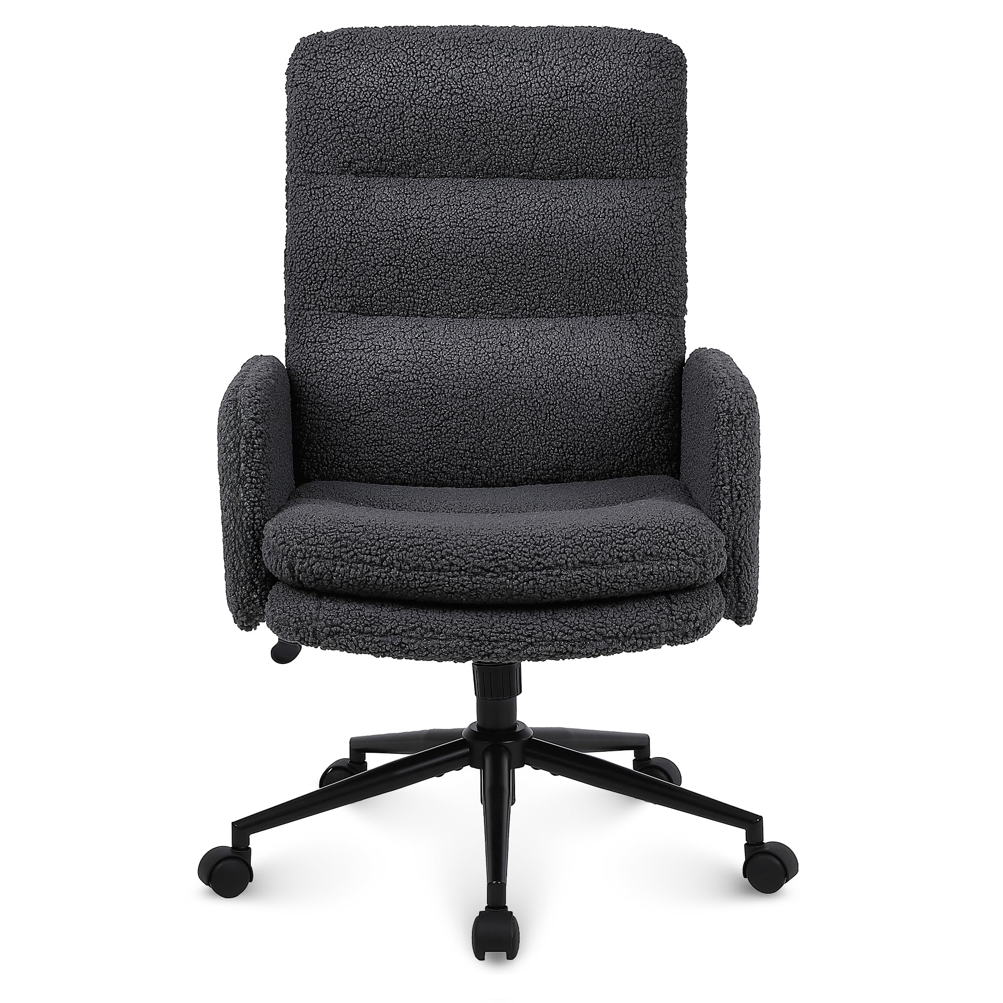 Youhauchair Schreibtischstuhl aus Kaschmir, Bürostuhl Ergonomisch mit hoher Rückenlehne, Bequemer Schminktisch Stuhl, Drehstuhl Schreibtisch Stuhl mit Verstellbarer Höhe, Dunkelgrau