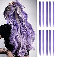 Vista 25 de FESHFEN Extensiones de Cabello con Clip de Colores - 10 PIEZAS Mechón de Cabello con Reflejos Azul Oscuro Extensiones Sintéticas Lisas con Clip