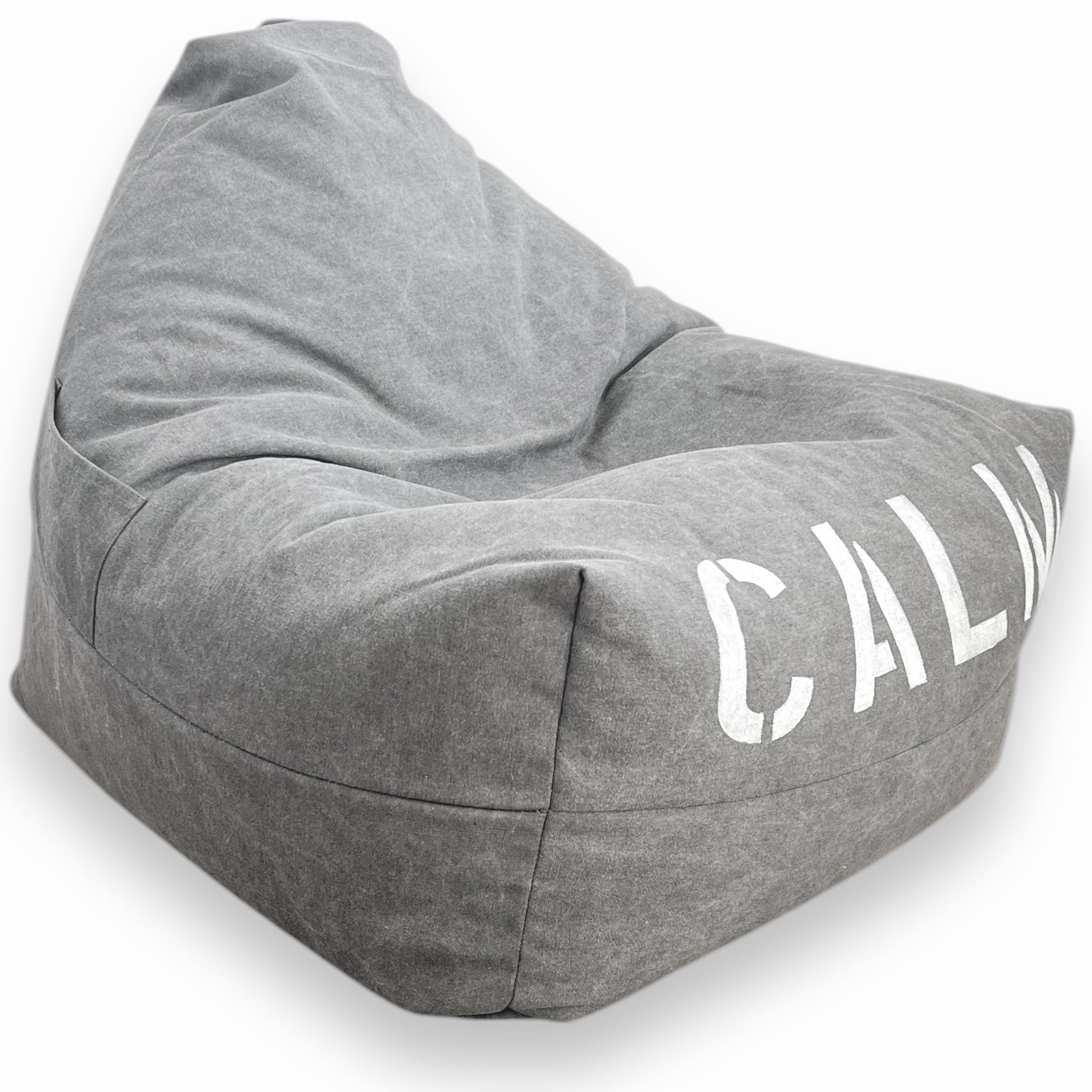 Aiire Puff Salon Moderno de Diseño Pintado a Mano - Puf con Relleno Incluido para Decoracion Habitacion Juvenil - Bean Bag Chair Pequeño, Puffs Infantiles o Cojin de Suelo Gris Claro