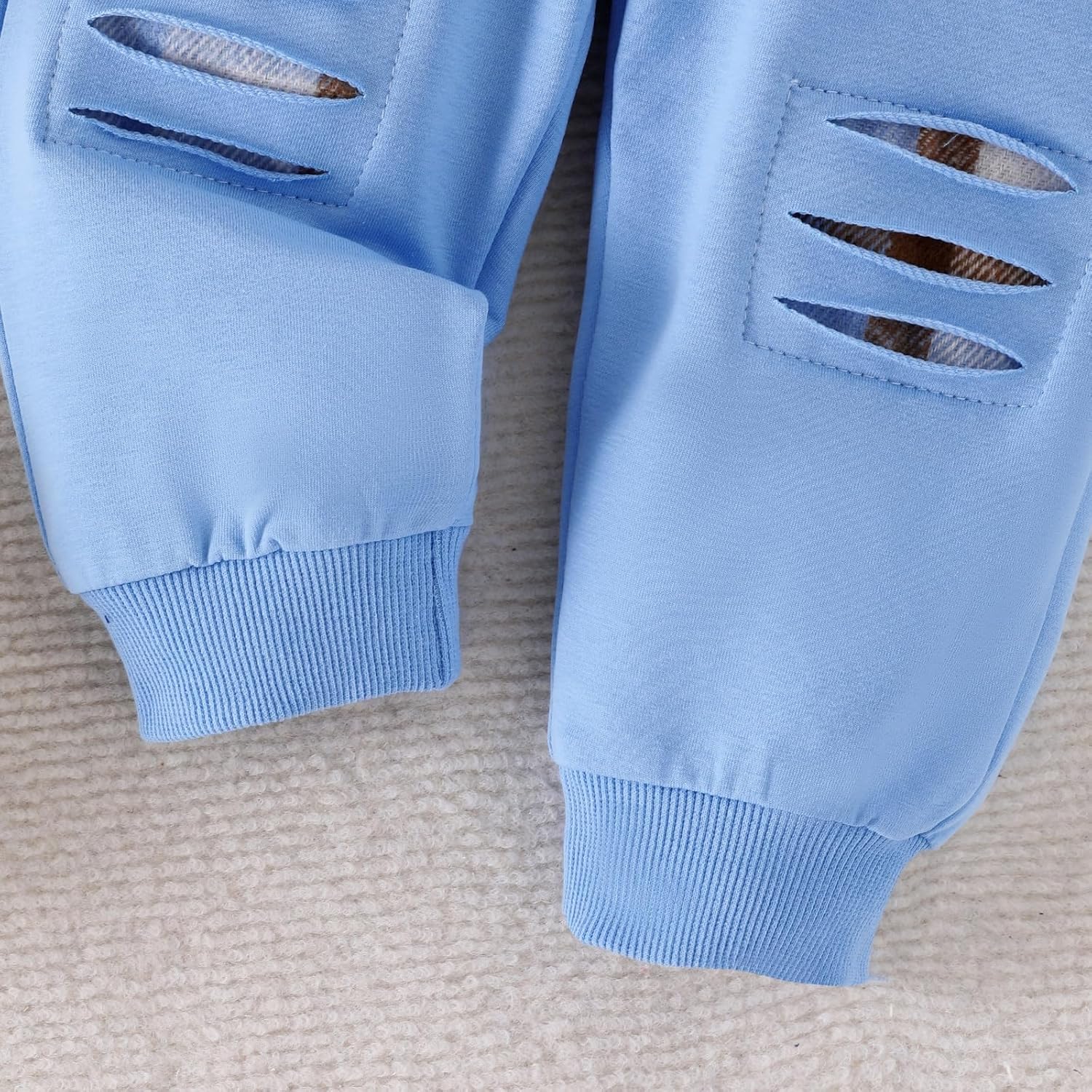 Toddler Baby Boys Clothes 2Pcs Fall Winter Outfits Sweatsuit Button Plaid Shirt Hoodie Ripped Pants 12M-5T - Image 6