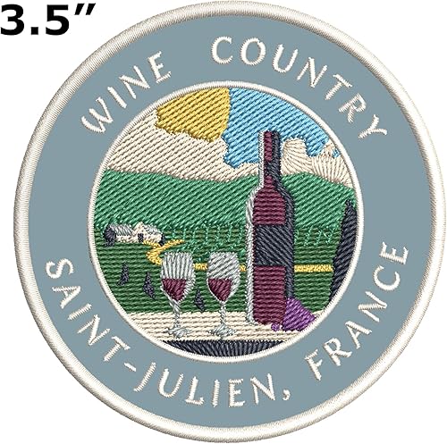 Miniatura 2 de Vinyard - País del vino - Saint-Julien, Francia, 3.5 pulgadas, bordado de bricolaje para planchar o coser, parches decorativos para vacaciones con