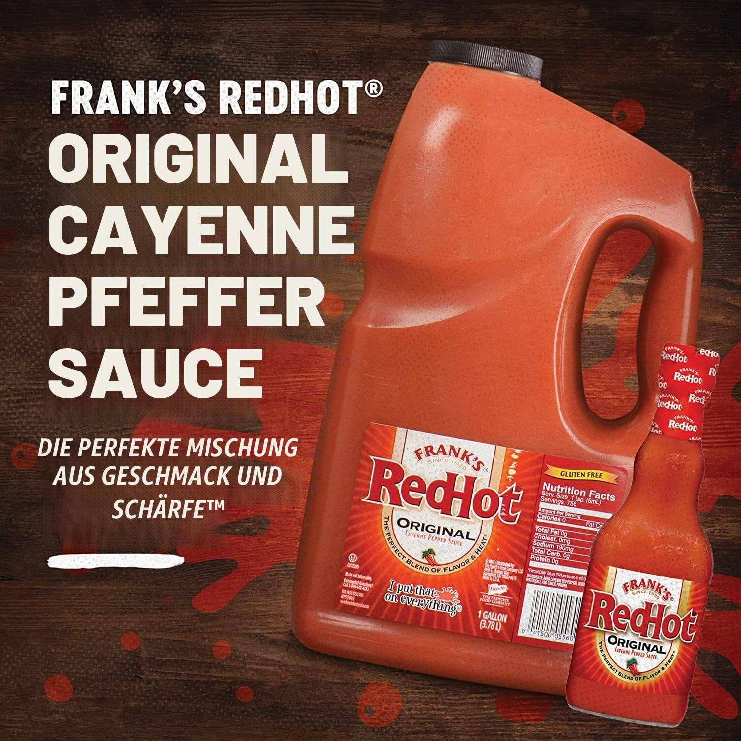 Cayennepfeffer Sauce Original - Franks Red Hot Soße - 3,78L Kanister - Vorrat scharfe Soße Pfeffersoße Chili Chilisoße