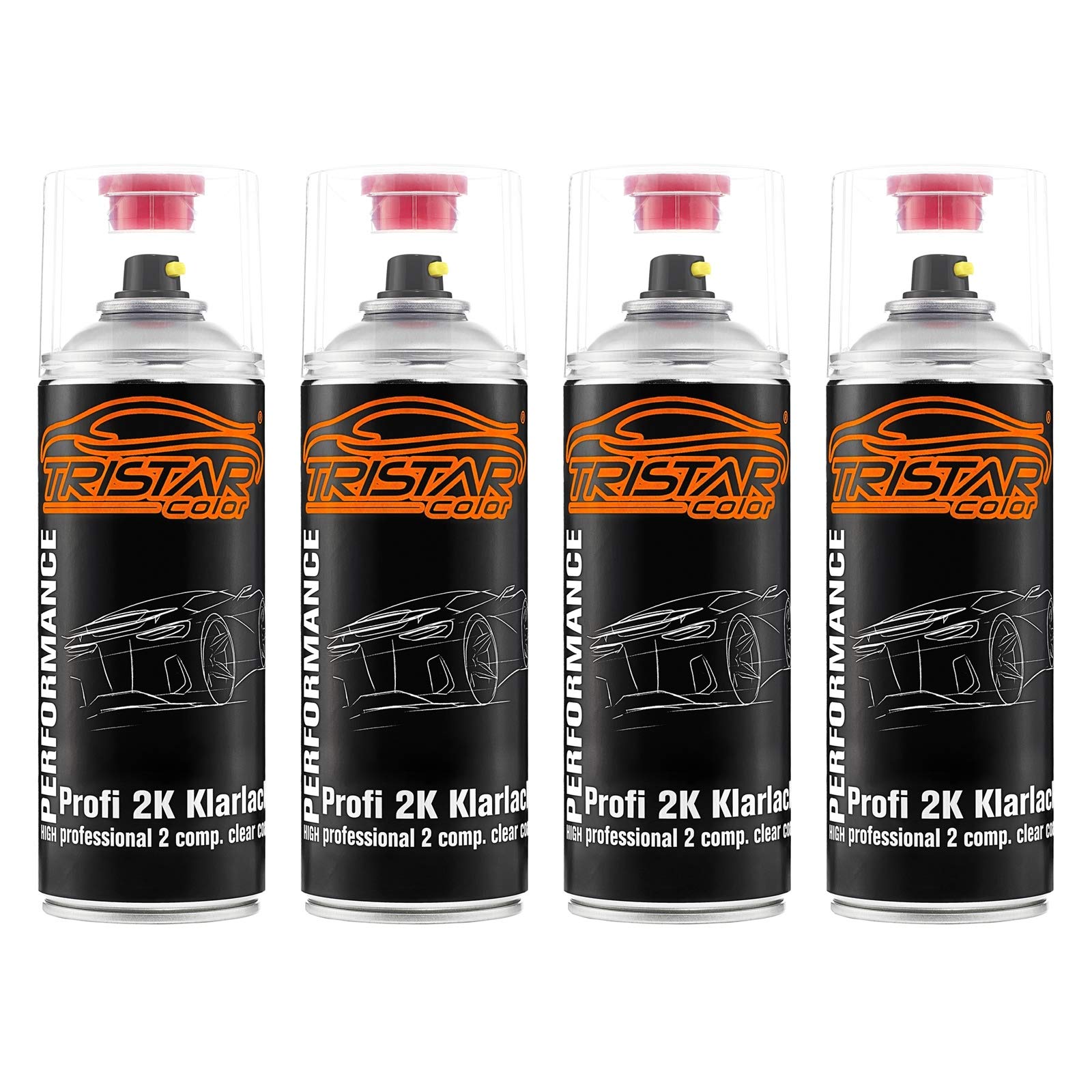 4 x 2K Spraydose Profi KLARLACK hochglänzend HS 400 ml Autolack Sprühdose