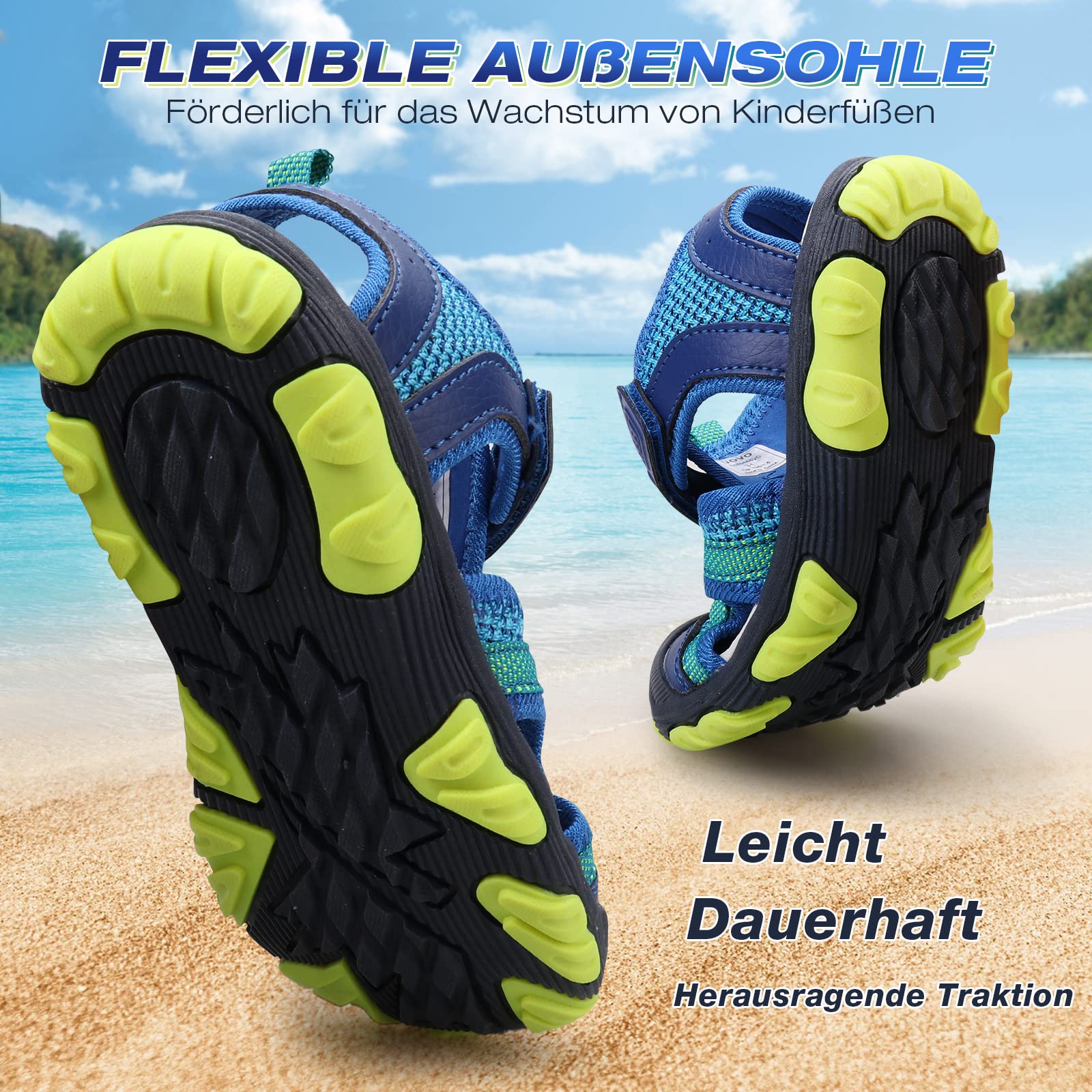 UOVO Sandales Garçon avec Semelle Souple Antidérapante Sandales de Plein Air Respirantes à Boucle Clip Bout Renforcé pour Enfants (24-38) Chaussures Été Confortables et Durable