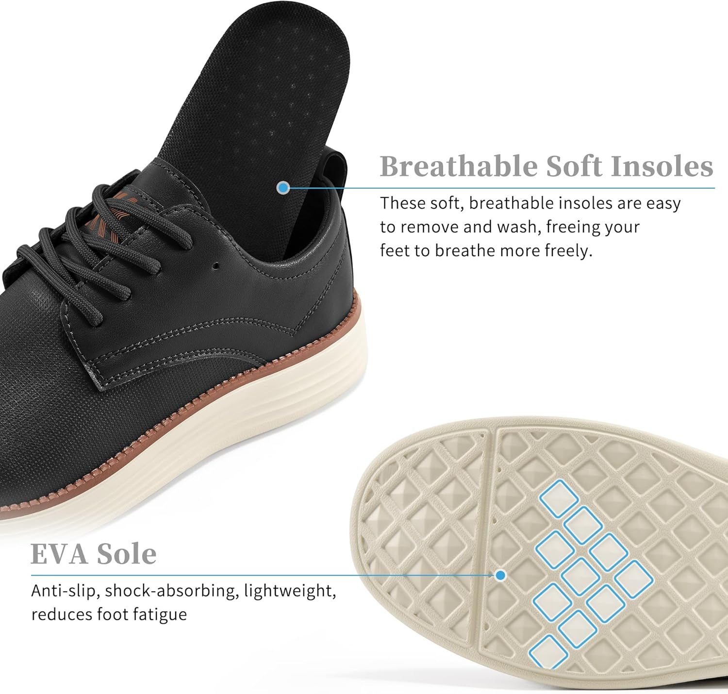 Men's Dress Sneakers Lightweight Casual Business Formal Oxfords Shoes - Image 5