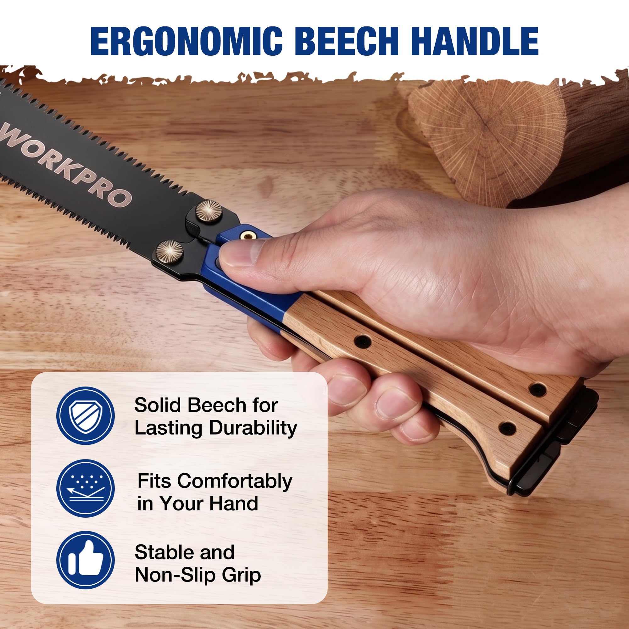 WORKPRO Folding Japanese Hand Saw - Double-Edged -7