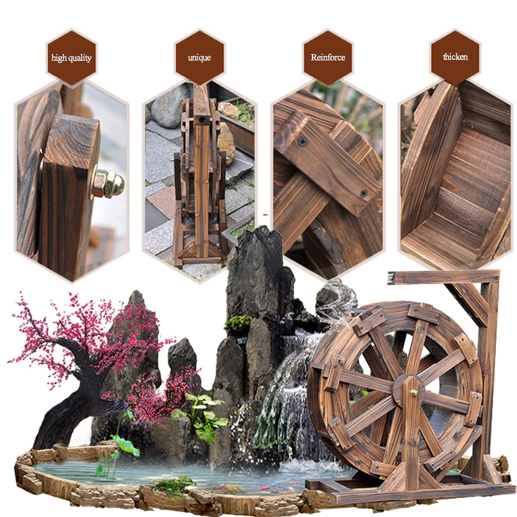 Fontaine De Roue à Eau Fontaine De Cascade En Bois Décoration De Jardin Caractéristique De L