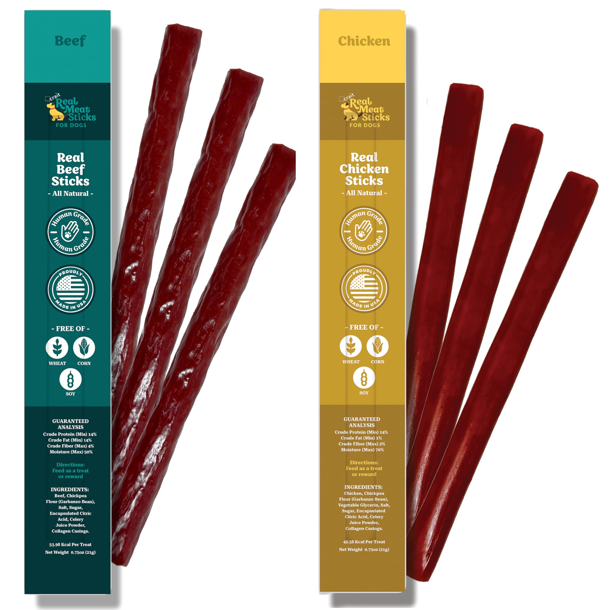 crait Real Meat Sticks for Dogs Individually Wrapped Dog Treats, Human-Grade Jerky Sticks for Dogs Made in The USA