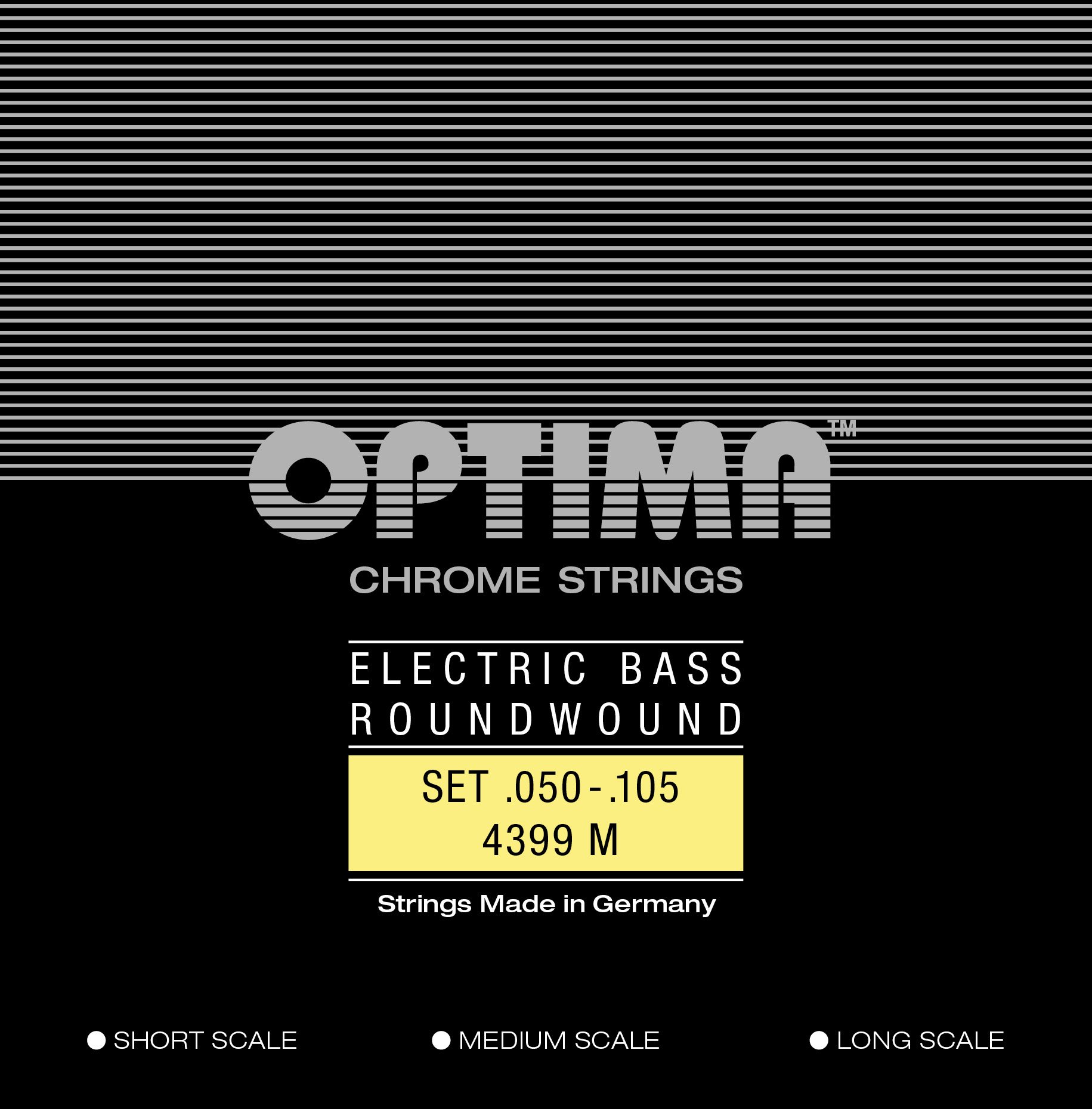 Optima Corde per basso elettrico cromate Corde con avvolgimento rotondo a scala lunga Set 4 corde medie 4399M