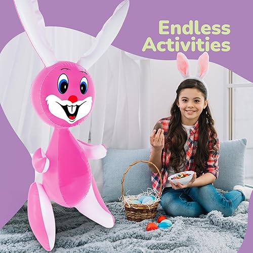 Miniatura 13 de ArtCreativity Conejito de Pascua inflable de 23 pulgadas, conejo de Pascua, suministros de búsqueda de huevos para rellenos de cestas de Pascua