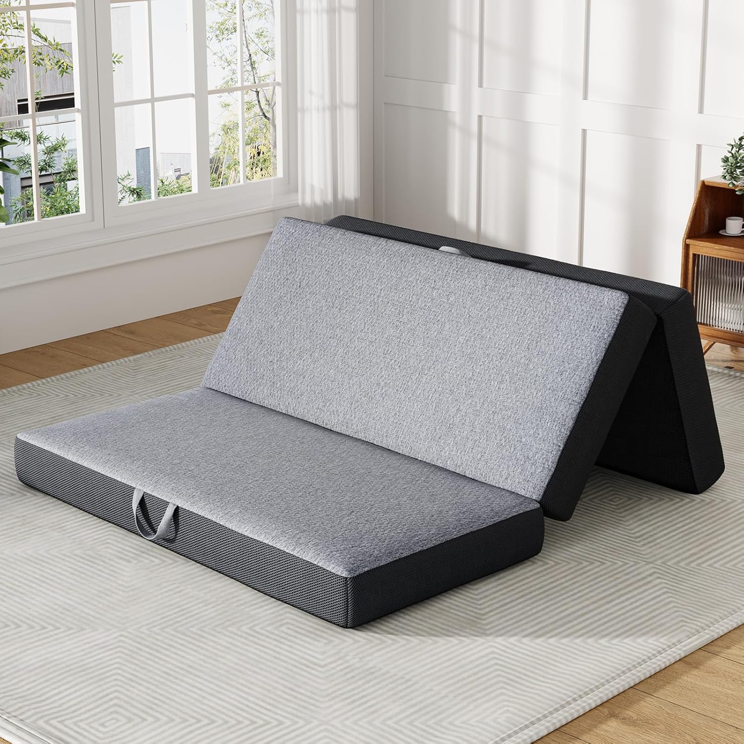 Trifold Mattress Full Size 6 Inch - Foldable Memory Foam Mattress for Camping, Travel, RV, Guest Bed & Yoga - No Slip Bottom, Washable Cover with Handles - Portable Folding Floor Cushion 73"x52"x6" Full 6 Inch