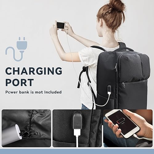 Miniatura 4 de Mochila de viaje extra grande de 50 L aprobada para vuelo, mochila de equipaje con bolsa para zapatos, mochilas de maleta con 3 cubos de embalaje,