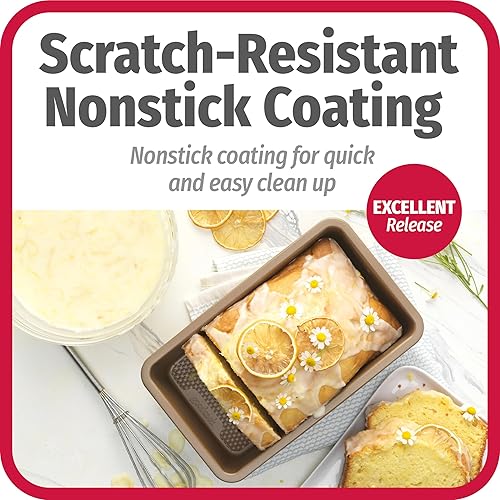 Miniatura 9 de Goodcook Acero aluminizado, antiadherente con revestimiento de diamante, utensilios para hornear texturizados, sartén para pan, peltre champán