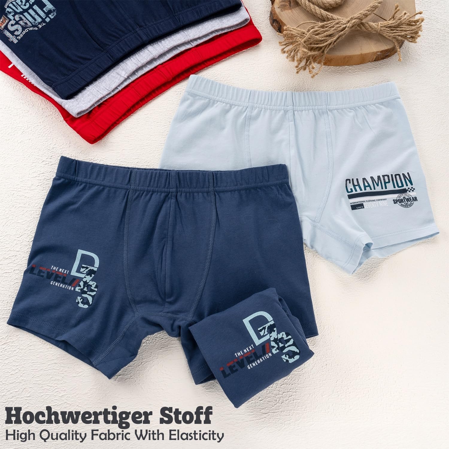 LOREZA ® 10 Boxers pour garçon sous-vêtements Culotte en Coton 2 à 15 Ans