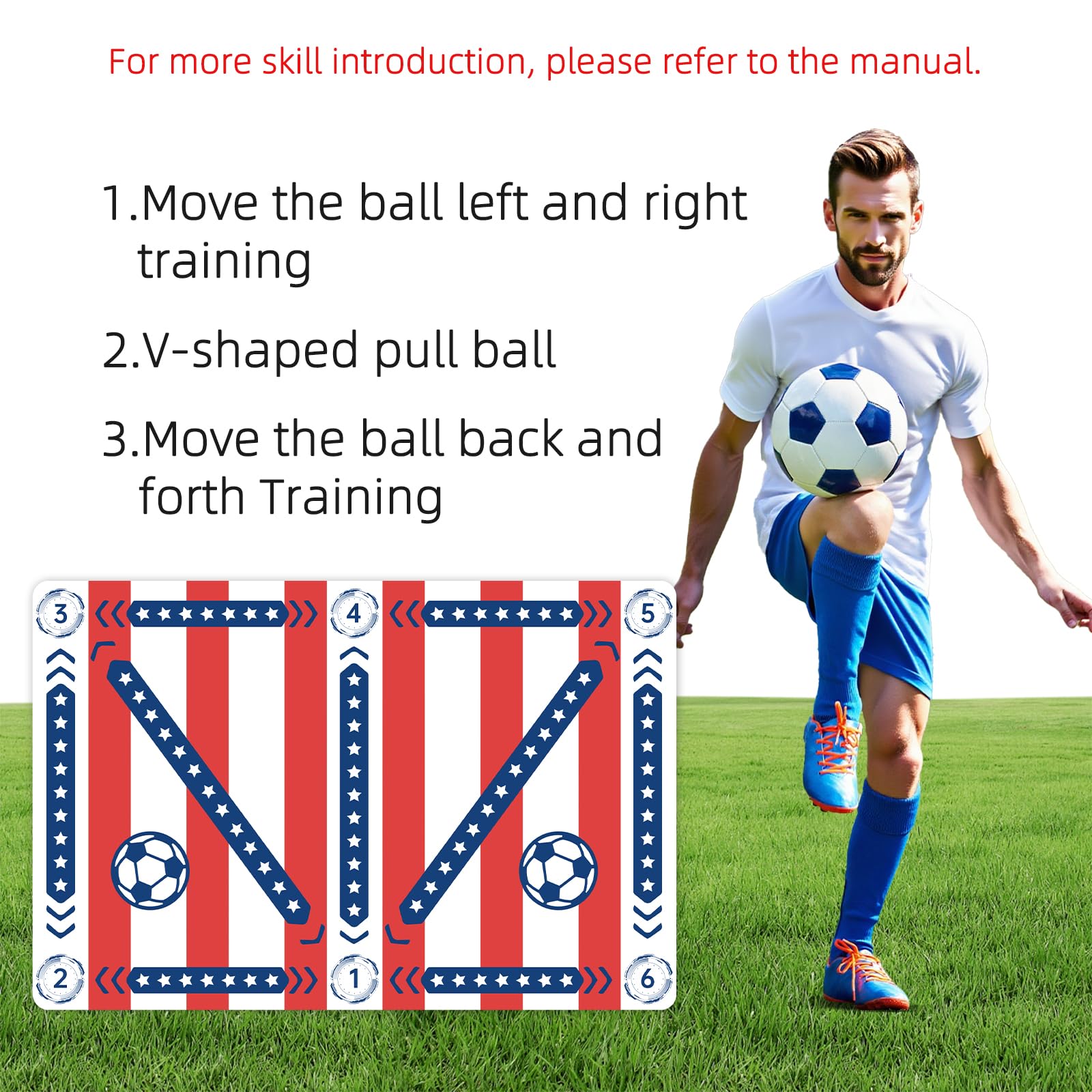 Soccer Training Mat with Video, Soccer Training Equipment Includes Premium Anti-Slip Soccer Socks Improve Coordination and Agility,Football Footwork Training Mat,Attached Action Tutorial Included