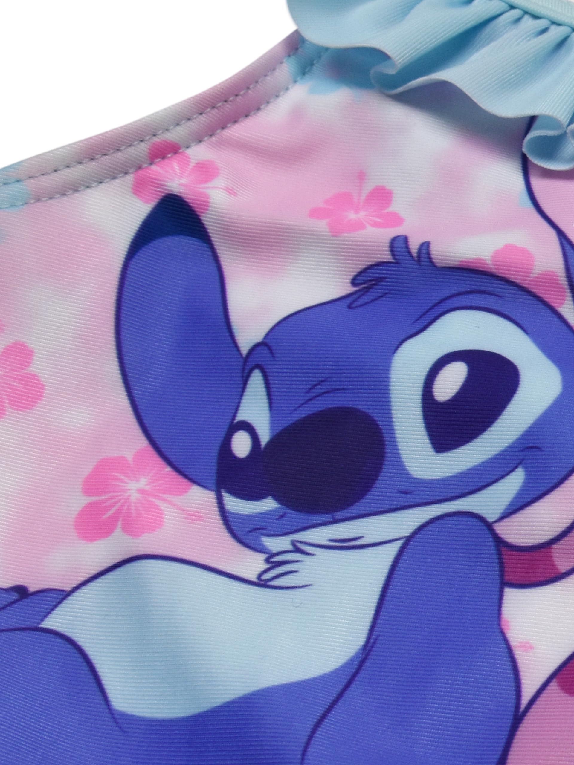 Disney Lilo & Stitch Bikini con volant e fiocchi per ragazze – Costume da bagno in due pezzi, rosa/blu