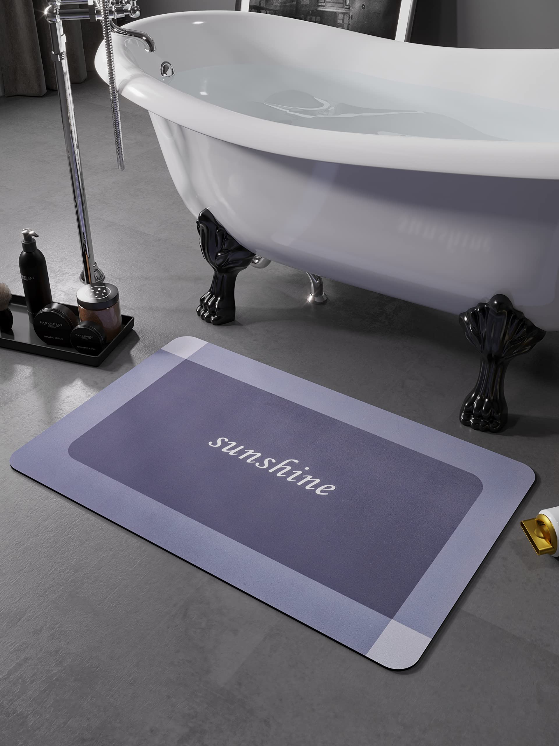 Love's fengfangBath Mat Rug-Rubber Non Slip Quick Dry Super Absorbent Thin Bathroom Rugs Fit Under Door-Washable Bathroom Floor Mats-Shower Rug for in Front of Bathtub,Shower Room,Sink (Blue)