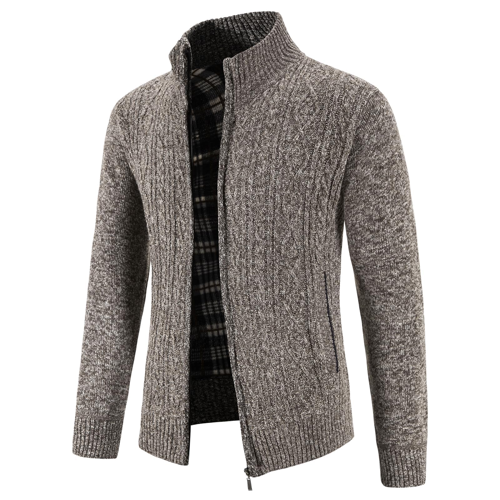 kudmol Men's Cardigan Zip Thickened Fleece Jacket Cardigan Men's Jacket-picture-23