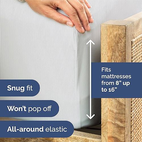 Miniatura 4 de Sábanas a Rayas - Sábanas a Rayas Negras y Blancas - 1 Sábana Encimera y 1 Ajustable y 2 Fundas de Almohada con Bolsillos Profundos - Sin Arrugas y