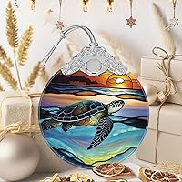 Vista 6 de Adorno de tortuga marina, adornos de Navidad, decoraciones de Navidad para árbol, adorno de vitral, recuerdo de reliquia, intercambio de regalos