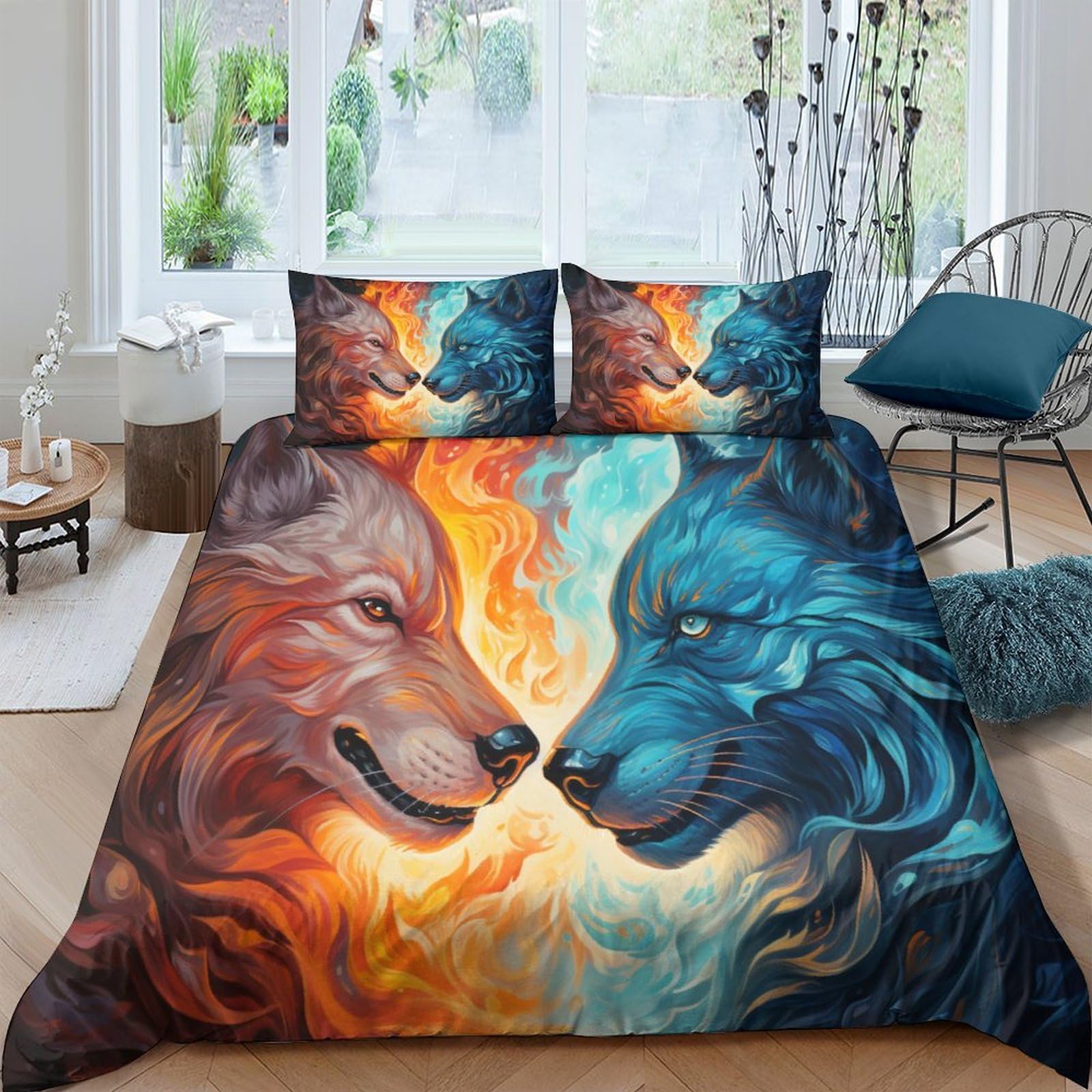 Funda nórdica de lobo 200x200cm juego de cama con impresión digital 3D de alta definición