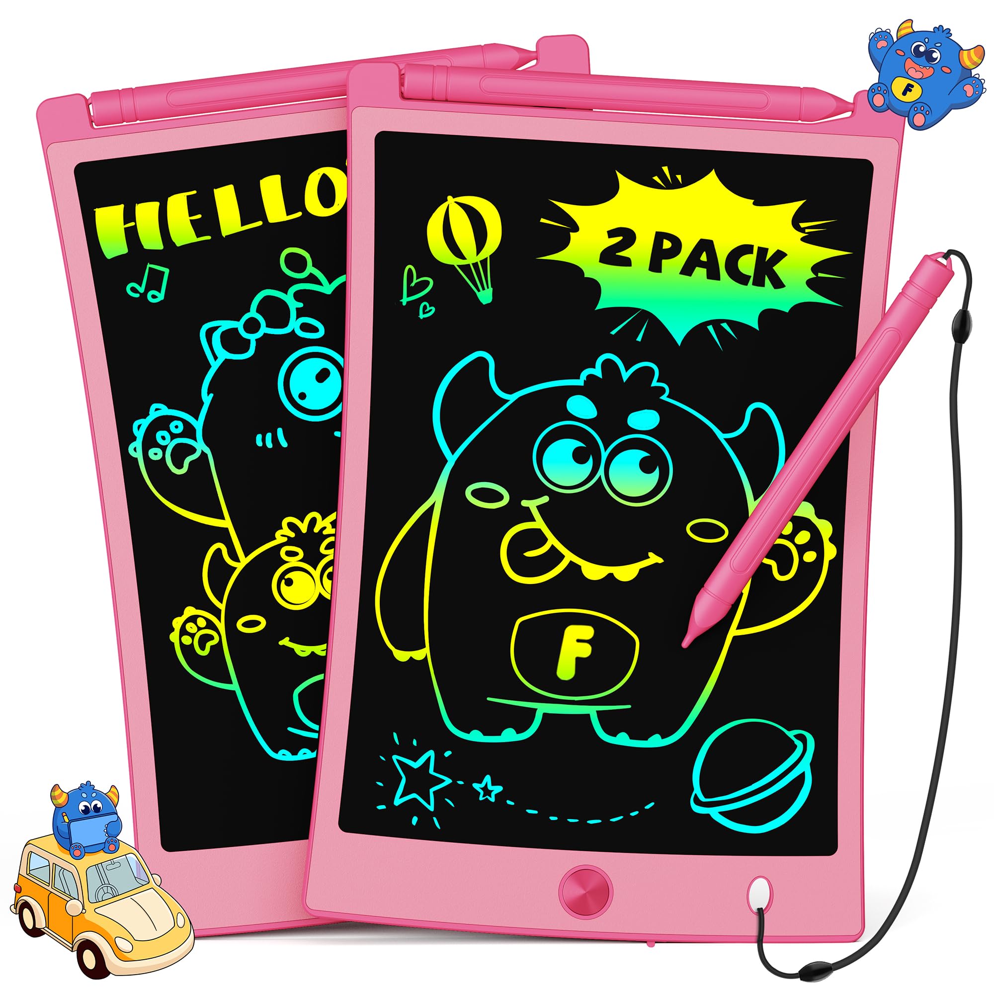 TEKFUN2Pack 8.5 Inch LCD Writing Tablet, Electronic Drawing Board, Children's Whiteboard Toys Birthday Gift for Girls and Boys Ages 3 4 5 6 7 Years Old Gifts for Children (2 x Pink)