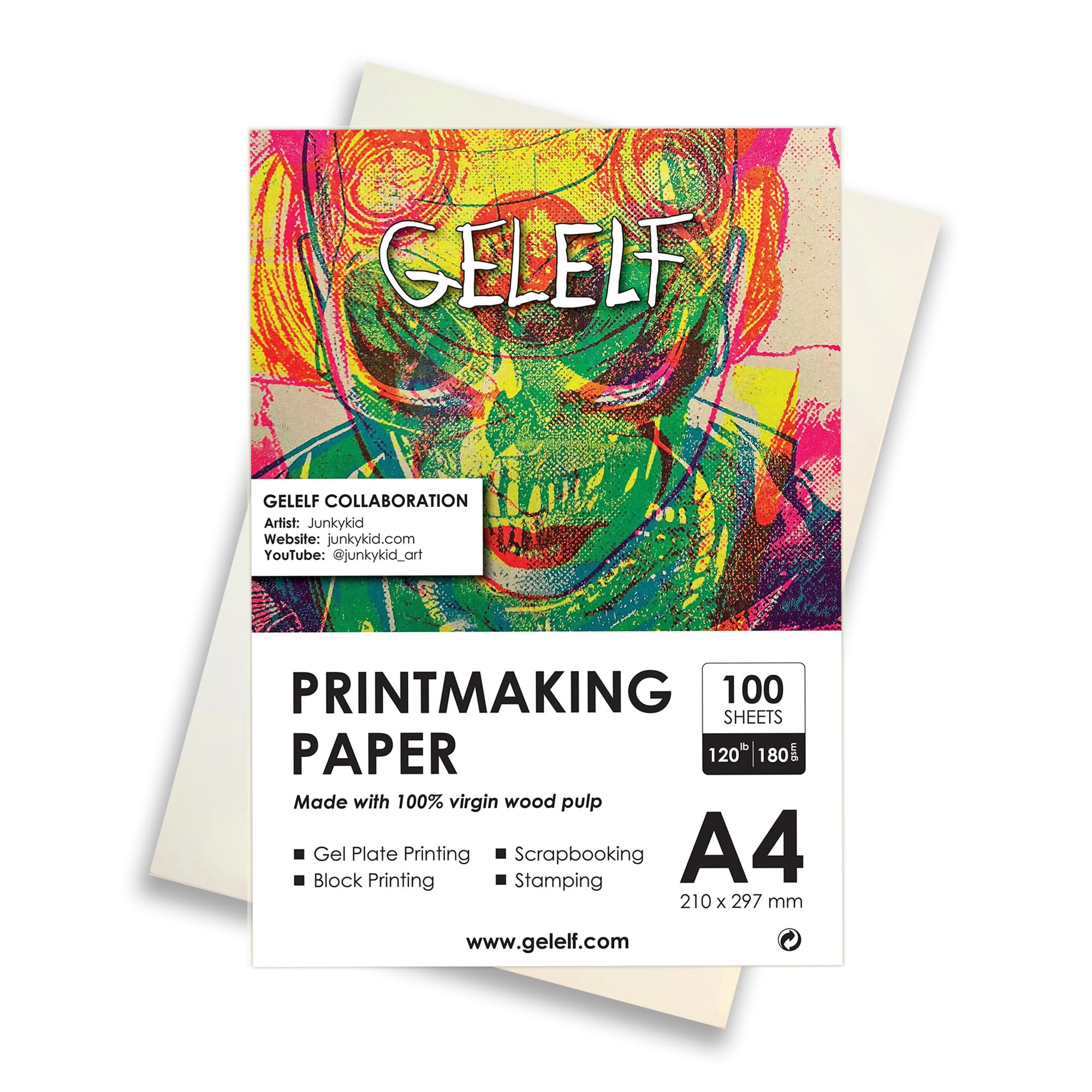 GELELF Printmaking Paper for Artwork (120lb / 180gsm), International A4 (210 x 297mm) Gel Plate Printmaking Paper-Printmaking Supplies Paper for Block Printing, Screen Gel Printing,100 Sheets — image 1