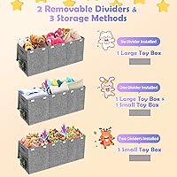 Vista 6 de Caja de juguetes extra grande con tapas, plegable, resistente, cajas organizadoras de almacenamiento de juguetes para niños y niñas, 40 x 14 x 16