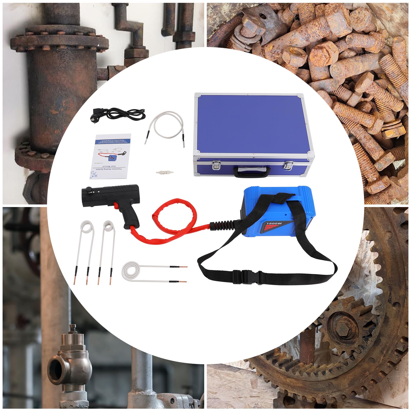 Riscaldatore a induzione magnetico per auto, 1800 W, riscaldamento a induzione magnetico con bobine di riscaldamento per automobili, viti, dadi