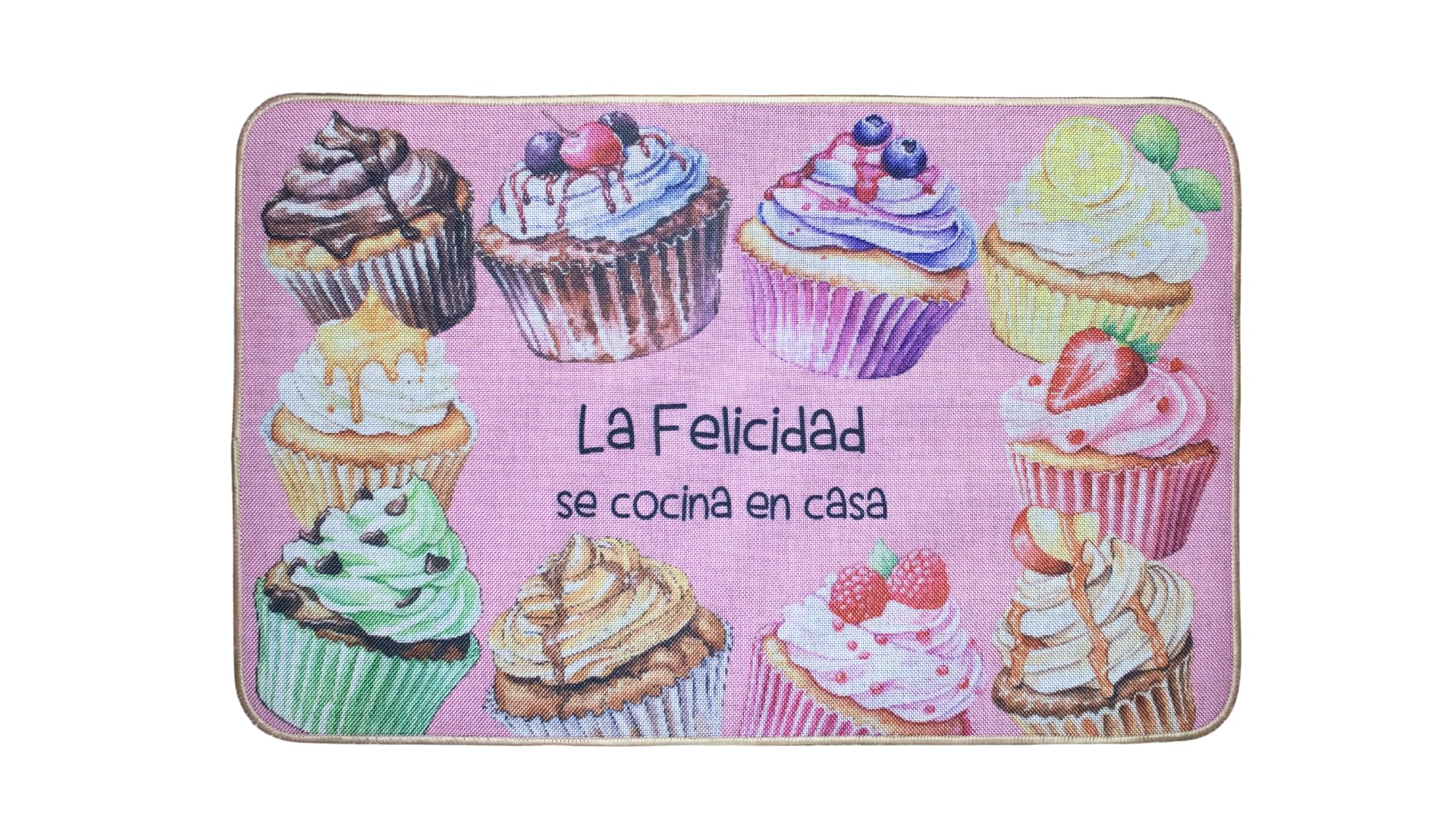 hola-world. Felpudo/Alfombrilla Original para Puerta de Entrada e Interior (Cocina, Dormitorio, salón etc.) Base Antideslizante de Caucho. Lavable a máquina. Modelo: Felicidad. Medidas: 40x60 cm.