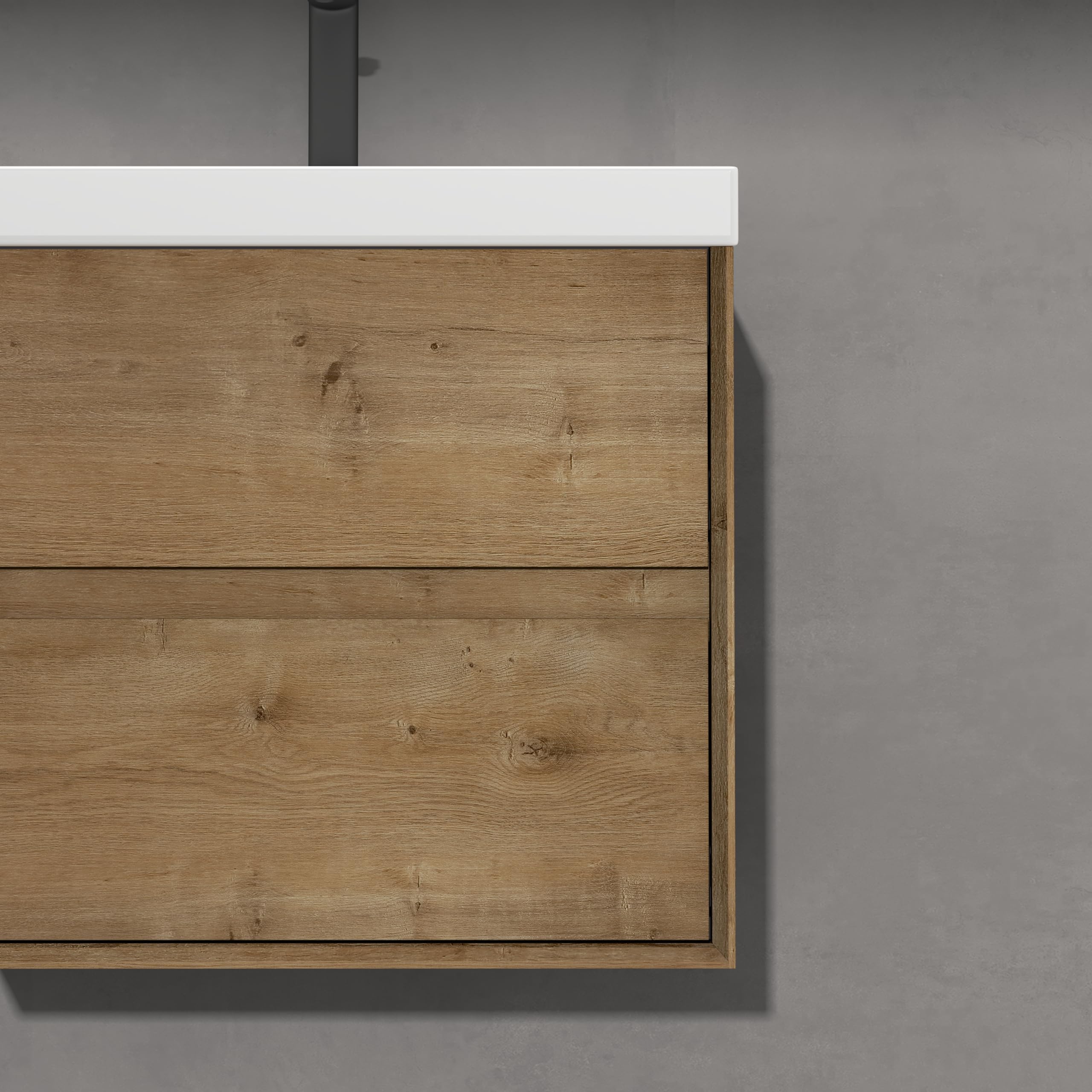 doporro Badmöbel Set Unterschrank in Kerneiche 60cm mit Waschbecken