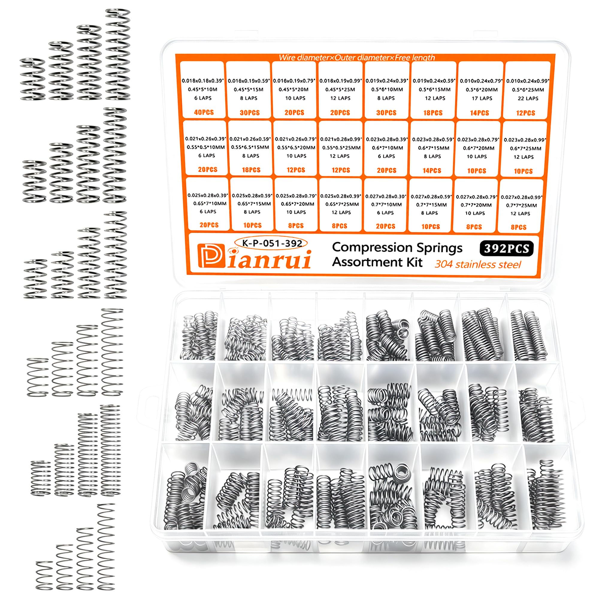 Dianrui 300PCS Compression Springs Assortment Kit 23 Different Sizes Small Spring 304 Stainless Steel Mechanical Mini Springs for DIY Repair Project — Amazon image 9