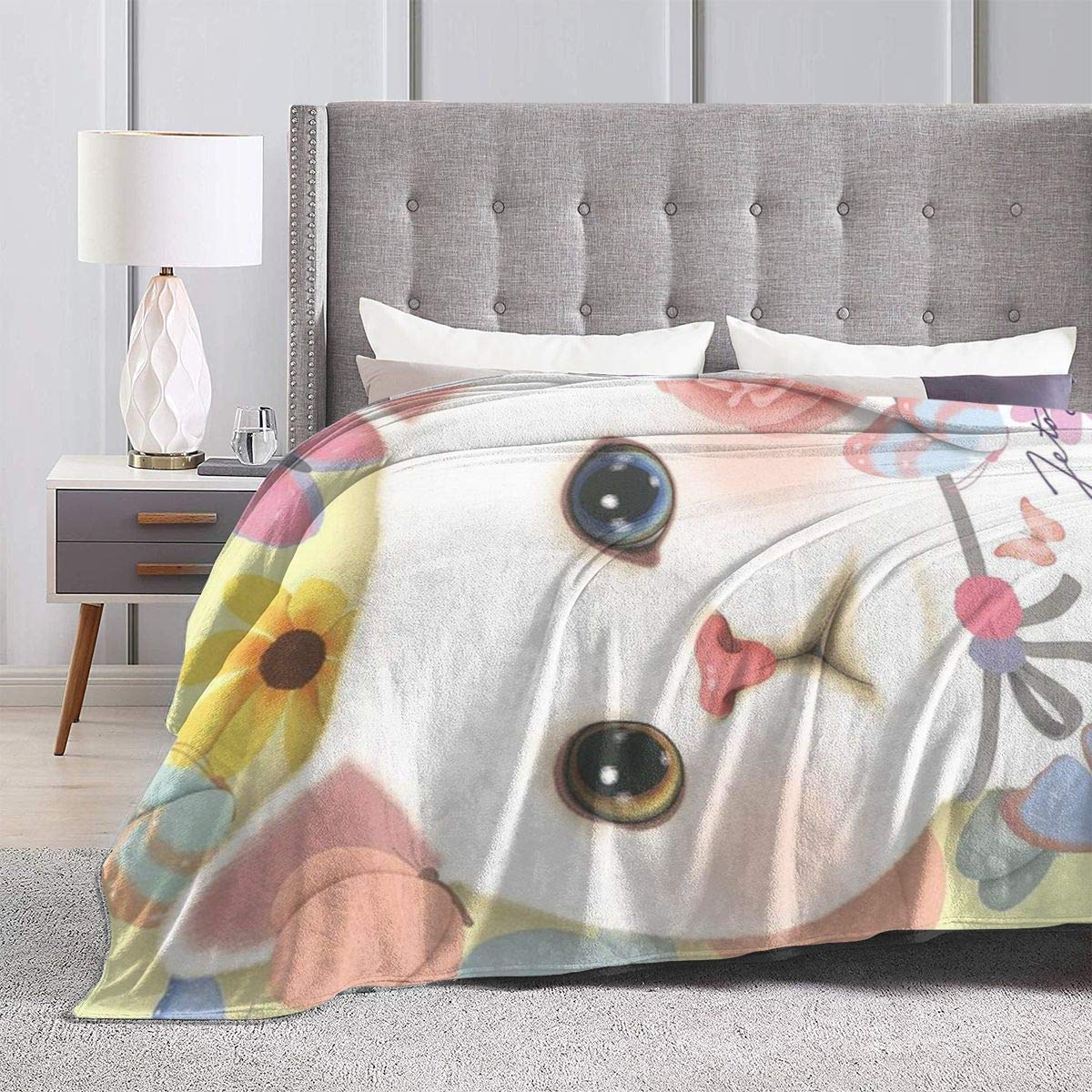 EVEROOK Micro Fleece Blanket Jetoy Choo Choo Cat Super Soft Comfy Micro Mink Flush Fleece Couch Blanket Reversible Bed Throw TV Throws 50 X 60 Inch