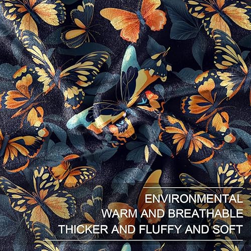 Miniatura 7 de KLL Blue Golden Theme Plant Plush Blanket, Cozy Comfy Throws for Living Room, Bed, Home Decor, Spring Blanket 60"x90" Flannel Fleece Blanket