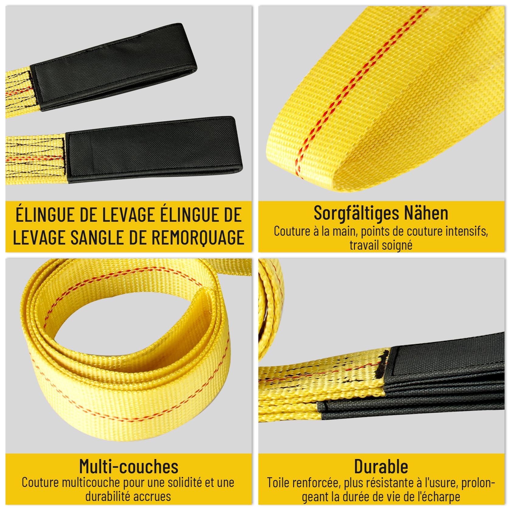 Pindex Lot de 2 Sangles de Levage en Polyester Robuste de 1,8 m, Résistance maximale à la Rupture de 4 082 kg
