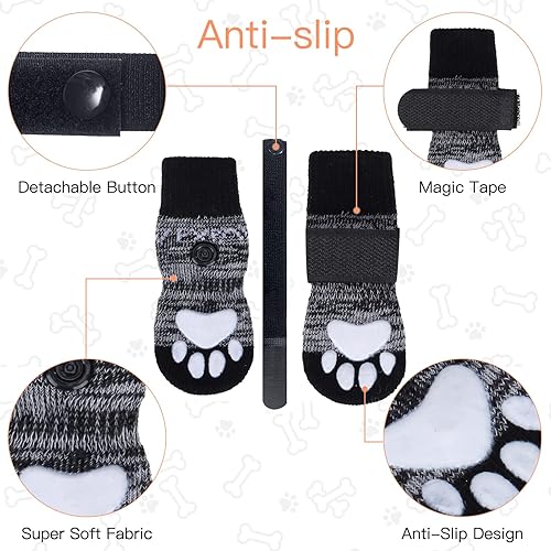 Miniatura 2 de EXPAWLORER Calcetines antideslizantes para perros de todos los tamaños y edades, evitan que se laman las patas, para pavimento calientefrío, control