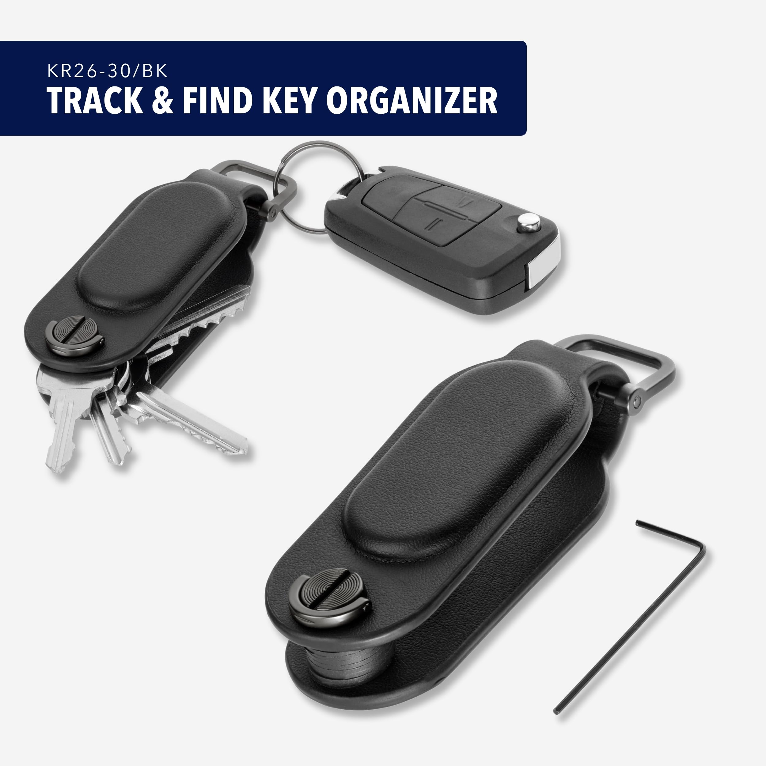 TROIKA Lokalizator kluczy Apple® Find My funkcyjny Track & Find Key organizer z możliwością lokalizacji zamocowanych kluczy i możliwość rozszerzenia do 4 kluczy ze sztucznej skóry i metalu w kolorze