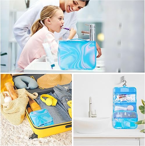 Miniatura 26 de Neceser colgante para niñas, neceser de viaje para niñas pequeñas, neceser de maquillaje cosmético impermeable, bolsa de lavado para niños pequeños