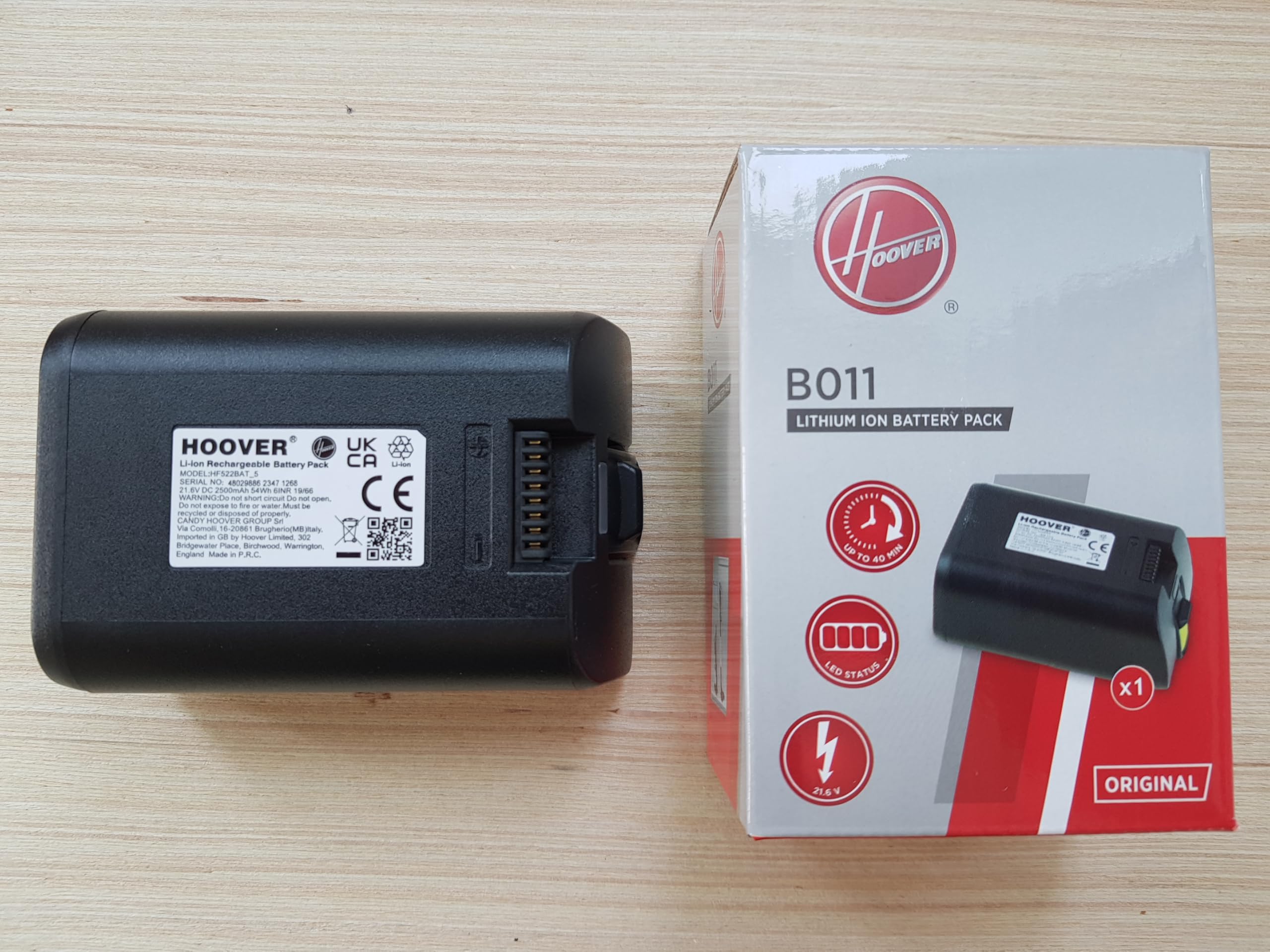 35602207 B011 Batteria Lithium -ion (Li-ion) 21,6V, 2,5Ah compatibile per la scopa elettrica Hoover H-FREE 500, HF522