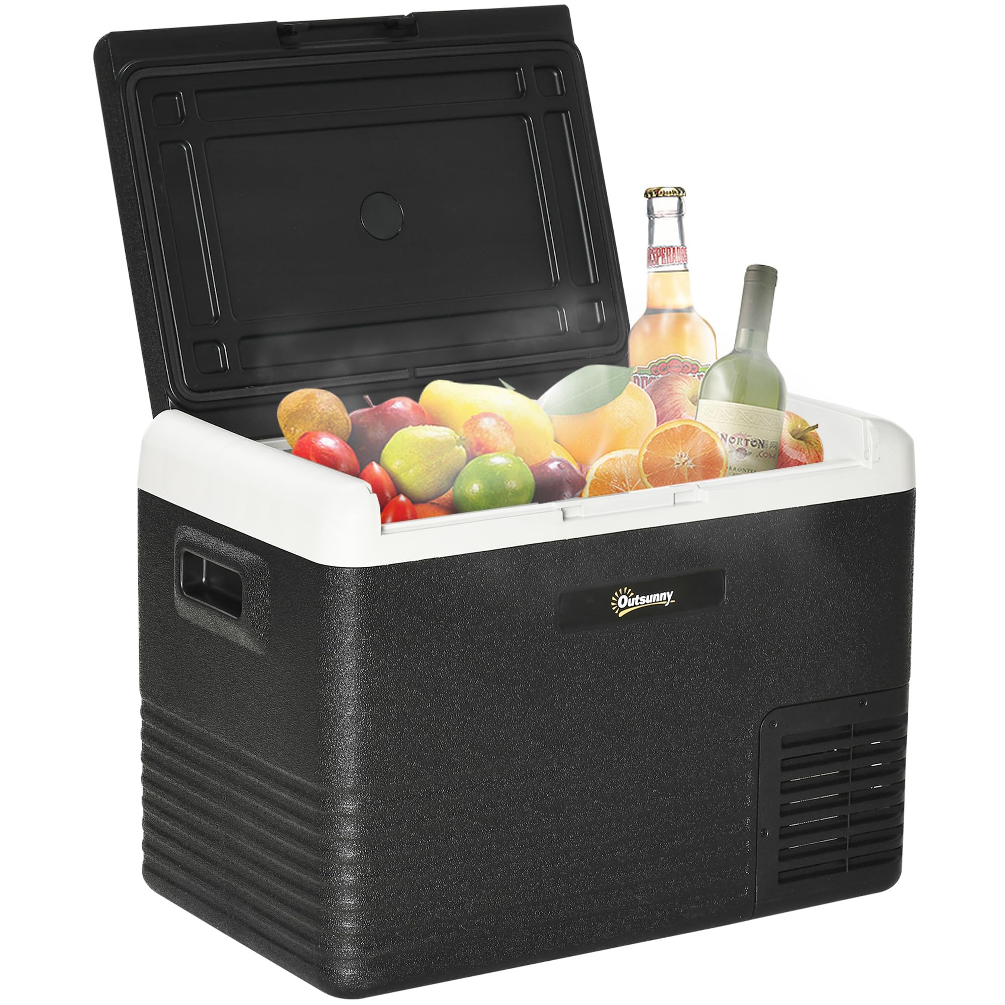 Outsunny Car Refrigerator, Portable Car Fridge Freezer - Grey and Black - 40L / 43.8cm